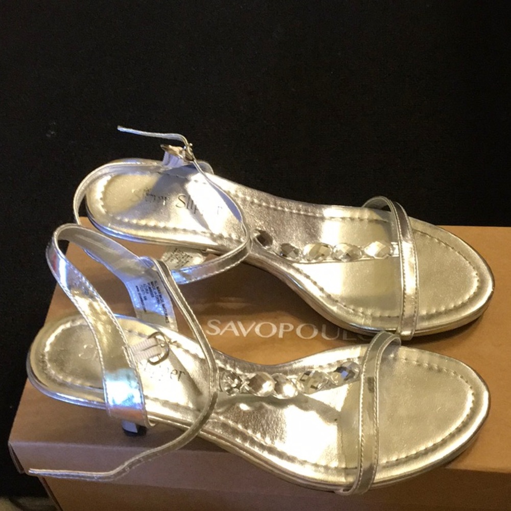 Silver sandals with rhinestones